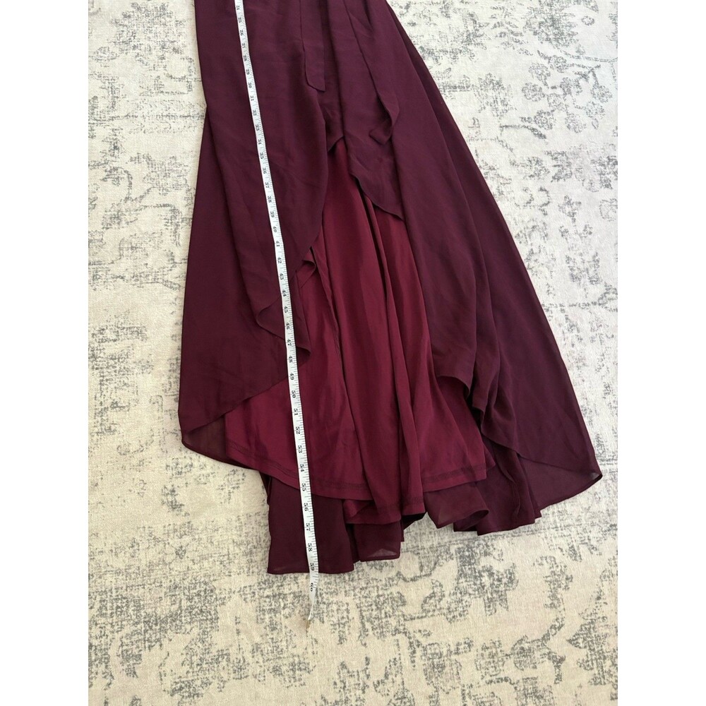 Lulu's Burgundy Ruffled Wrap Maxi Dress - Picture 7 of 8